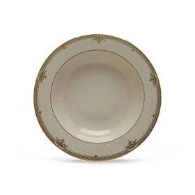 Lenox Republic Gold Banded Ivory China Pasta Bowl Rim Soup by Lenox
