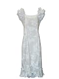 Ruffle Long MuuMuu - Womens Elegant Tropical White Hawaiian Aloha Ankle Length Fishtail MuuMuu