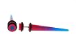 Fake Acrylic Taper - Pink and Blue with Blue Star Logo - 16g Wire Stud - 2 Gauge - 43.75mm Length - Sold as a Pair
