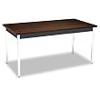 HON Products - HON - Utility Table, Rectangular, 60w x 30d x 29h, Columbian Walnut - Sold As 1 Each - Durable laminate top with painted apron. - Chrome legs attach easily with bracket style assembly. - Leveling glides help prevent table from rocking.