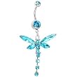 Aqua Cubic Zirconia Dragonfly Belly Ring