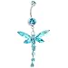 Aqua Cubic Zirconia Dragonfly Belly Ring
