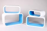 KARE Design Lounge Cuben Oval wei&szlig;/blau 4er Set