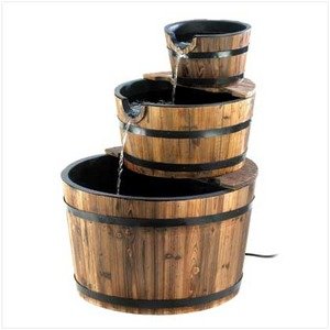 Rustic Three Tier Apple Barrel Outdoor Water Fountain