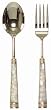 Decorative Salad Server with Pearl Colored Resin Handles