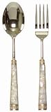 Decorative Salad Server with Pearl Colored Resin Handles