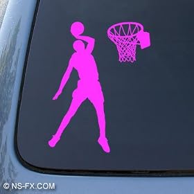 BASKETBALL - Hoops Sport - Car, Truck, Notebook, Vinyl Decal Sticker #1207 | Vinyl Color: Pink