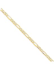 14k Gold Polished Figaro Link Anklet, 9 inch