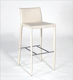 Euro Style 0-2374 Shen-B Leather Bar Stool White Leather/Chrome 2 Pack
