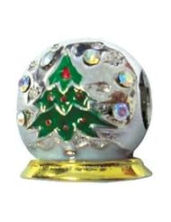 Sterling Silver Zable Christmas Tree Snow Globe Bead Charm BZ26.9901