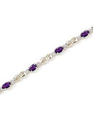 14kt Yellow Gold Oval Amethyst and Diamond Bracelet