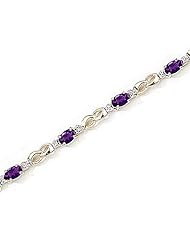 14kt Yellow Gold Oval Amethyst and Diamond Bracelet