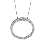 14k White Gold Circle/Oval Diamond Pendant with Chain (0.50 ctw)