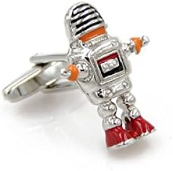 Globalmate Mens Fashion Robot Color Paint French Shirt Titanium Steel Cufflinks