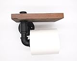 トイレを素敵に レトロ 調 パイプ型 トイレット ペーパー ホルダー (棚付き)