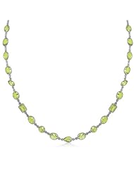 Sterling Silver Black Rhodium Plated Long Necklace with Green Amethyst Accents