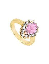 Pink Sapphire and Diamond Ring 14K Yellow Gold - 1.50 CT TGW