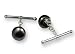 Genuine Black Cultured Freshwater Pearl Sterling Silver Cufflinks