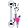 Pink Lightning Bolt Dangle Eyebrow Ring
