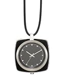 Pilgrim Silver and Black Necklace Square Watch