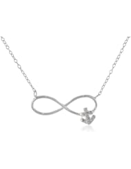 Sterling Silver Cubic Zirconia Infinity Anchor Necklace, 18"