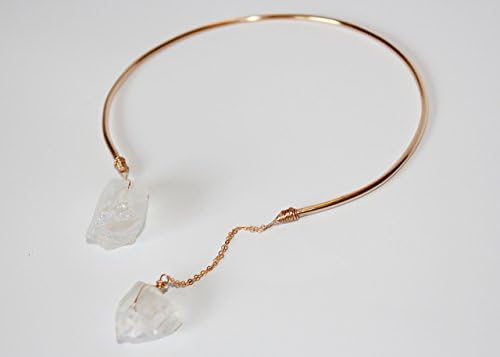 14K Solid Gold Angel Aura Quartz Choker