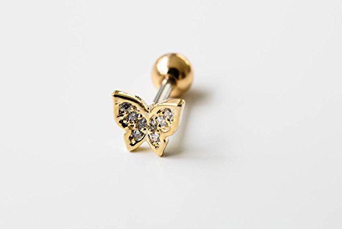 Cz Butterfly Tragus Earring,upper Piercing,11P-00058 (gold)