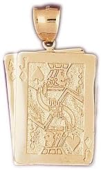 Dazzlers Solid 14k Gold Ace Jack Playing Cards Charm 15 Grams Pendant Available in Three Colors