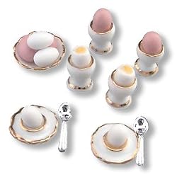 Reutter Porcelain Miniature Assorted Egg Breakfast Set