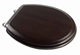 American Standard 5315.295.339 Round Front Boulevard Wood Toilet Seat with EverClean Surface and Slow-Close Hinges, Satin Nickel