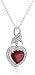 Sterling Silver Garnet and Diamond Heart Shape Pendant Necklace (0.05 cttw, H-I Color, I1-I2 Clarity)