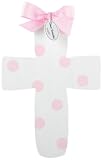 Mud Pie Baby Classic Keepsakes Polka-Dot Wood Wall Cross, Pink