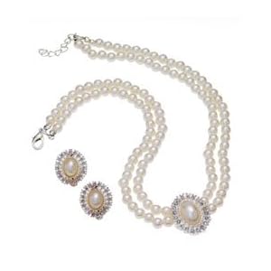 pearl necklace and earrings child jewelry costume accessory