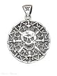 Sterling Silver 18" Box Chain Necklace With Pirate Skull With Swords And Anchors Disc Medallion Pendant