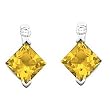 14K White Gold Citrine and Diamond Earrings
