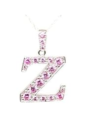 The Olivia Collection Sterling Silver Initial Z Pink Pendant on 18 Inch Chain