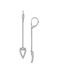 Diamond Heart Earrings in 14K White Gold