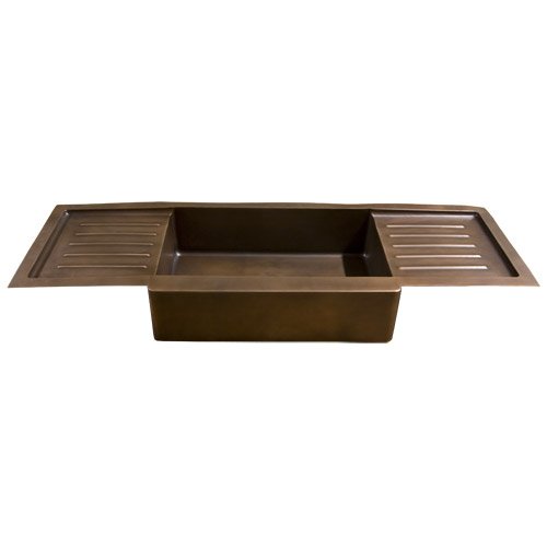71 Single Bowl Copper Farmhouse Sink with Drain Boards - Antique Copper