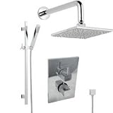 Twin Thermostatic Shower Valve with built-in diverter with slider rail kit and fixed head