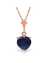 14K Gold 1.5 carat Heart-shaped Natural Sapphire Pendant Necklace