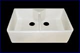 Kitchen Farmhouse Apron Front Sink - Bisque Double Bowl
