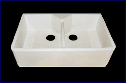 Kitchen Farmhouse Apron Front Sink - Bisque Double Bowl