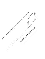 1.0mm 10K White Gold Adjustable Rope Chain