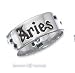 Sterling Silver 7mm Antiqued Aries Zodiac Band Ring - Size 11.0