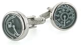 Novelty rhodium plated speedometer and fuel gauge cufflinks (non functional) with presentation box