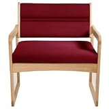 Bariatric Sled Base Chair - Light Oak/Burgundy Vinyl