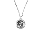 Mens Sterling Silver Round Saint Christopher Pendant Necklace - 20