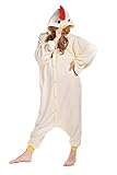 NEWCOAPLAY Unisex Onesies Pajamas Kigurumi Cosplay Sleepsuit Costume (XL, White chicken)