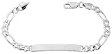 9 Sterling Silver Figaro Link ID Bracelet, slightly under 1/4 (6.0mm) wide, NICKEL FREE