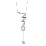 Dramatic Sophistication: Sterling Silver Designer Inspired Bridal Style CZ Diamond Lariat Necklace